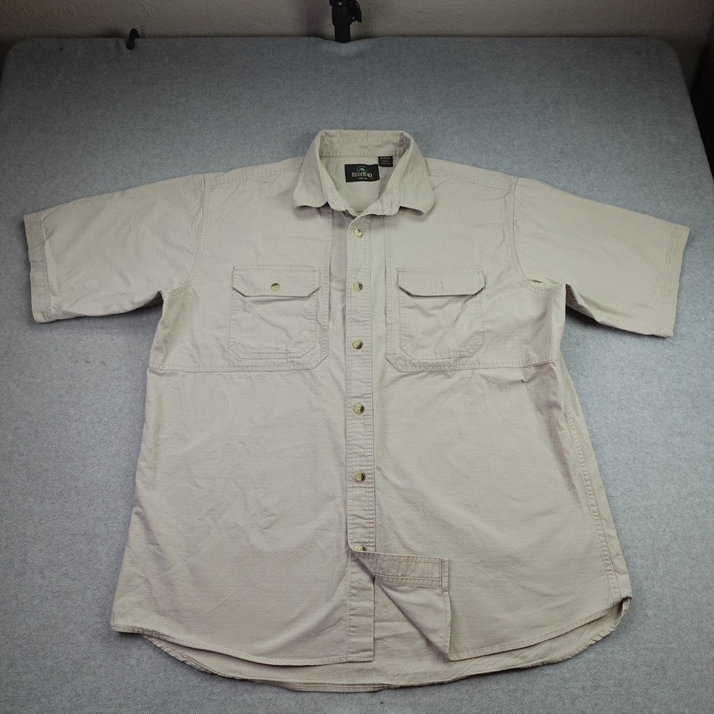 RedHead Shirt Mens XL Tan Ripstop Outdoor Workwear Short Sleeve Button Up